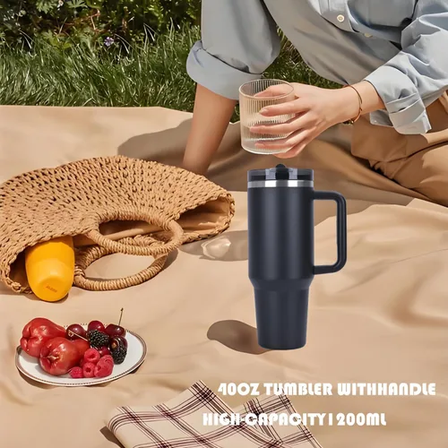 Vista 13 de Quencher ProTour - Vaso térmico de 40 onzas con asa - Botella de agua de acero inoxidable 100% a prueba de fugas aislada al vacío 2 tapas