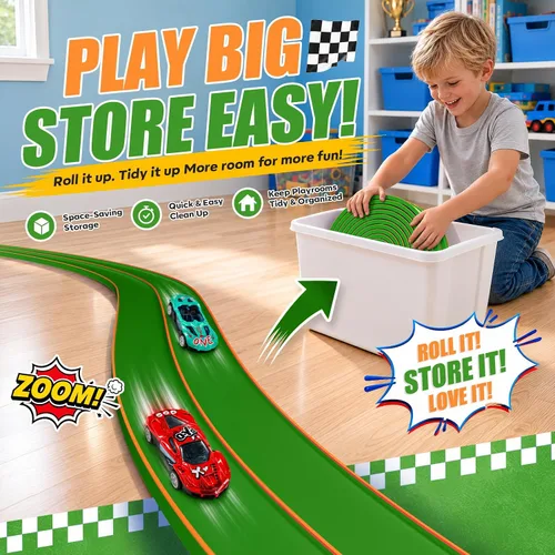Vista 5 de TAEMVV Pista de carreras flexible para niños, juego de pistas de doble Lima