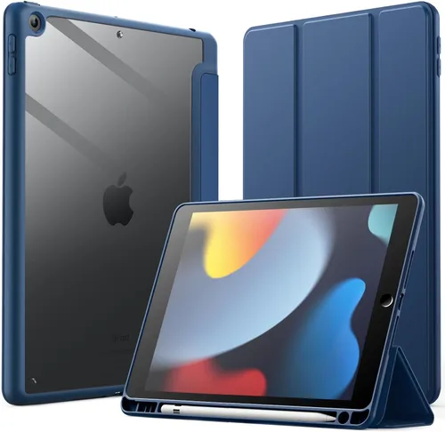 Vista 11 de JETech Funda para iPad de 10.2 pulgadas (9ª/8ª/7ª generación, 2021/2020/2019) con soporte para lápices, carcasa trasera transparente, soporte