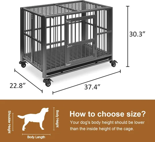 Vista 6 de Polar Aurora Jaula para perros resistente, perrera plegable e indestructible, jaula para perros extra grande a prueba de escapes con ruedas