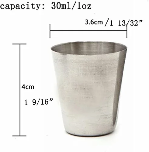 Vista 6 de Yueton® Juego de 4 vasos de chupito de acero inoxidable con estuche de transporte de cuero negro (1.0 fl oz)