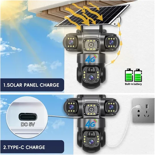 Vista 6 de Cámara de seguridad para exteriores Tri-Lens 4G Solar PTZ