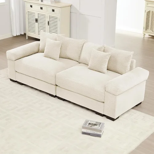 Vista 53 de ODUSE-DAILY Sofá modular de gran tamaño de 117.3 pulgadas, sofás modulares grandes de pana para sala de estar, sofás de 3 plazas, moderno juego