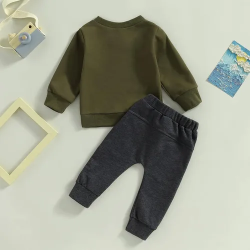 Vista 6 de Sasaerucure Conjunto de sudadera de manga larga con cuello redondo y pantalones de otoño e invierno para bebé niña