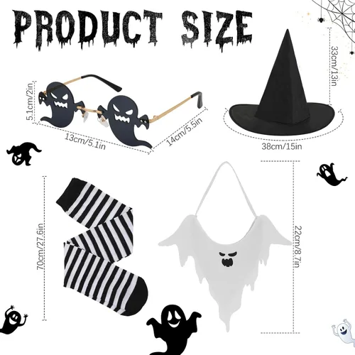 Vista 3 de Eurzom Disfraz de fantasma de Halloween para mujer, kit de accesorios de disfraz de fantasma para adultos, ala de manga larga para fiesta de cosplay