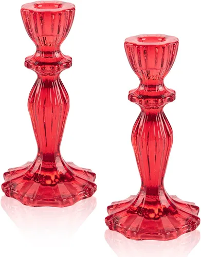 Vista 9 de Portavelas de cristal, 2 portavelas de base ancha, soporte decorativo para velas, centros de mesa para Halloween, Navidad, boda, fiesta de Morado