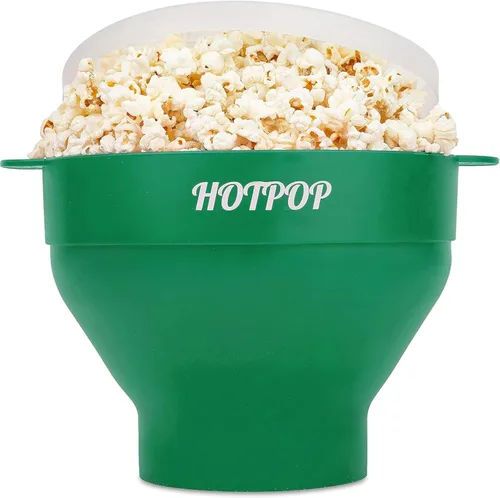 Vista 16 de El Hotpop Original - Palomitero para microondas, Popcorn, contenedor de silicona para hacer palomitas de maíz, cuenco plegable sin BPA y apto