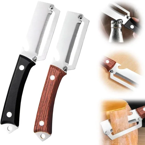 Vista 9 de Multi-Functional Vegetable Peeler for Kitchen, 2026 New Premium Vegetable Peeler with Wooden Handle and Bottle Opener, Stainless Steel Peeling Tool