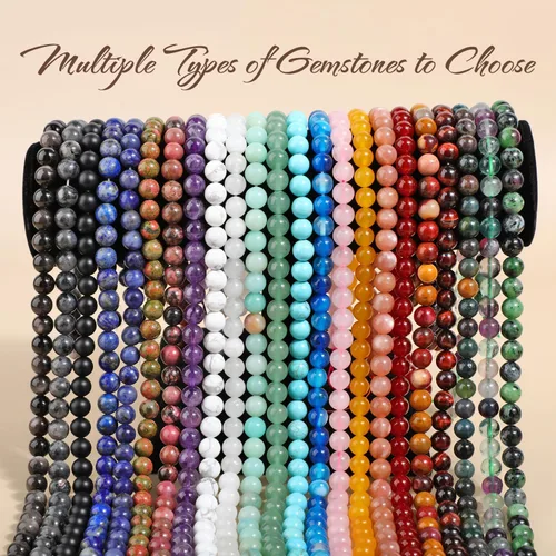 Vista 5 de AD Beads 200 cuentas redondas naturales de 7 chakras de 0.157 pulgadas (0.157 in), piedras preciosas de energía curativa, kit de joyería