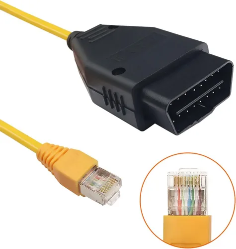 Vista 5 de Ethernet Enet OBD OBDii Rj45 ENET obd2 Cable para interfaz 2M Compatible F-Series para B-M-W i-sta