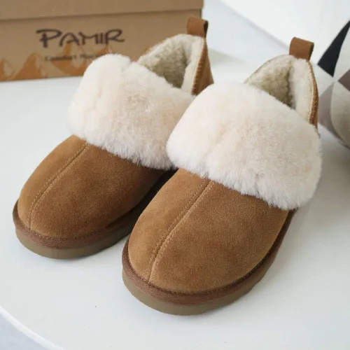 Vista 6 de PAMIR Botines de piel de oveja genuina para mujer, botines de espuma viscoelástica para interiores y exteriores, Negro