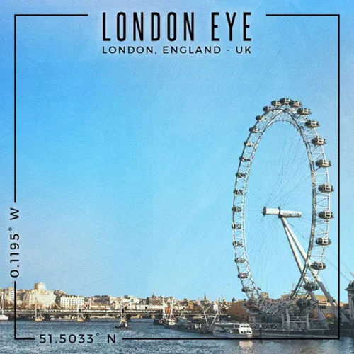 Vista 2 de Scrapbook Customs 39980 London Eye London England UK Coordinates 12 x 12 Papel de recortes de doble cara – 1 hoja