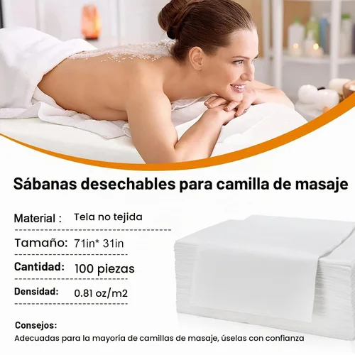 Vista 2 de 100 sábanas de mesa de masaje, sábanas desechables para mesa de masaje, fundas de cama de spa para esteticista, tatuaje, depilación, cama