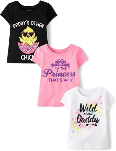 Vista 34 de The Children's Place Camisetas estampadas de manga corta para bebés y niñas pequeñas, con diseño de unicornios y mariposas, a la moda, paquete de 3