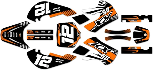 Vista 2 de Kit de gráficos para Kawasaki KX65 (1999-2024) serie FASTHOUSE gris 9 mil - Easy Go - Calcomanías para motocicleta Dirt Pit Bike Motocicleta