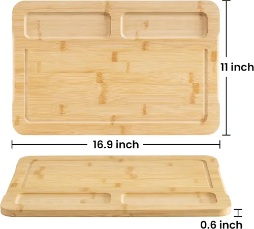 Vista 4 de Heimlove Tabla de Cortar de Bambú Extra Grande, Tablas de Cortar de 17" x 11" para Cocina Tablas de Charcutería con Ranura para Jugo y Asas, Tabla