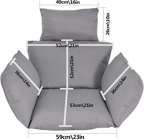 Vista 6 de Cojín para silla con columpio, impermeable, suave, para colgar huevos, para patio, con almohada, para interiores y exteriores