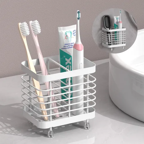 Vista 10 de Luxspire Toothbrush Holders for Bathroom, Stainless Steel, 2 Slots, Black Negro