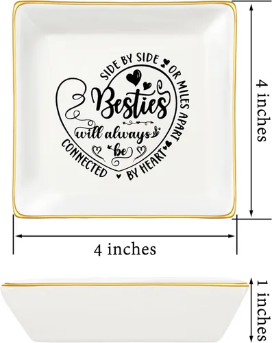 Vista 4 de JoycuFF Bandeja decorativa de cerámica para mejores amigos, mejor amiga, regalo único para hermana del alma, mejor amiga, idea de regalo