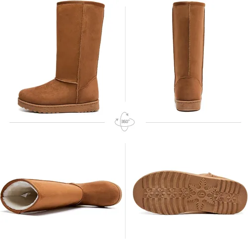 Vista 5 de FINIWOR Botas de nieve de invierno para mujer, botas clásicas de media pantorrilla, con forro de piel, botas cálidas