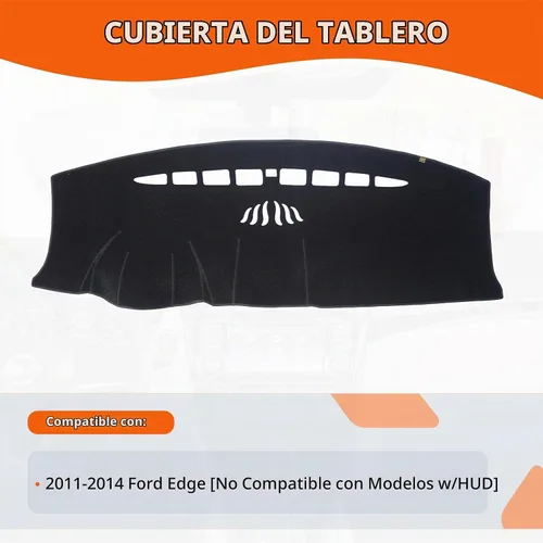 Vista 2 de Cubierta del Tablero Alfombrilla del Salpicadero Compatible con Fo-rd Edge 2014-2011 (para Conducción por la Izquierda), Alfombrilla del Tablero