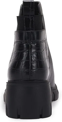 Vista 4 de Botas de tobillo elásticas para mujer, con suela de lengüeta, tacón grueso, tacón medio de bloque