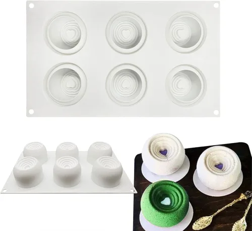 Vista 4 de Moldes de silicona para tartas en forma de corazón, molde para hornear mousse de vórtice para postre, pastelería, pudín, helado, chocolate