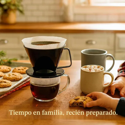 Vista 2 de Cono de Filtro de Café para Verter Fino, Tamaño Número 1, Negro, Prepara de 1 a 2 Porciones