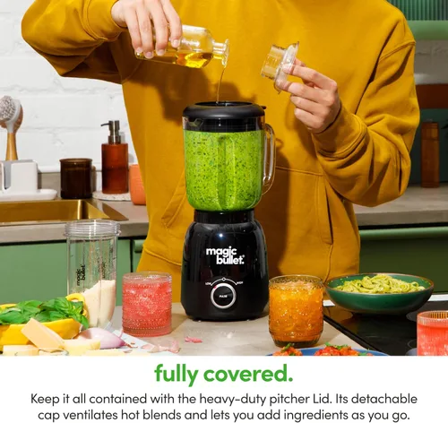 Vista 4 de Magic Bullet - Licuadora Combo, Jarra de 48 oz, Taza de Mezcla, Dial de Velocidad Simple – MBF50200AK