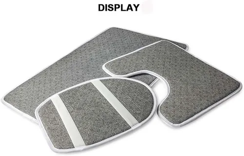 Vista 8 de FOR U DESIGNS Juego de tapetes de baño con moqueta, contorno y tapa, campana de lazo de Navidad, tapete decorativo suave para el hogar, dorado