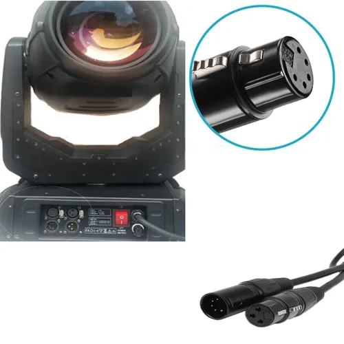 Vista 3 de SinLoon DMX 512 Cable de luz de escenario XLR macho 5 pines macho a XLR hembra 3 pines con conectores metálicos para iluminación de escenario