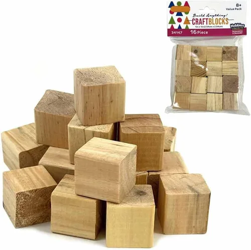 Vista 5 de 32 bloques de madera natural para manualidades, bloques de madera dura sin terminar, cubos de 1 pulgada