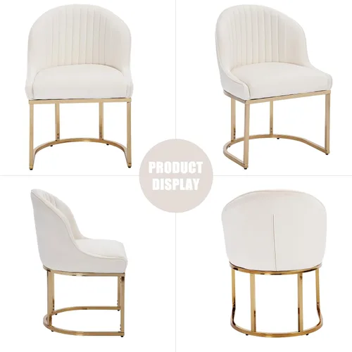 Vista 7 de Juego de 2 sillas de comedor de terciopelo, sillas de comedor tapizadas con patas de metal dorado, sillas auxiliares modernas para cocina, sillas