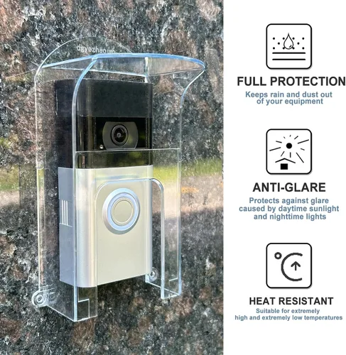 Vista 2 de Cubierta de lluvia de plástico transparente para timbre, protector impermeable para todos los modelos de videoporteros Ring 1/2/3/4/2020/Pro/Pro 2