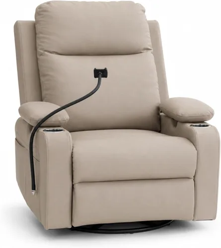 Vista 10 de Power Glider Recliner, Swivel Rocking, USB, Adjustable Arms (Gray)