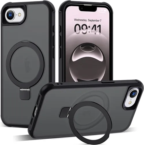 Vista 195 de SKYLMW - Funda compatible con iPhone 11 de 6.1 pulgadas, con soporte magnético invisible tipo anillo, funda translúcida de grado militar, compatible