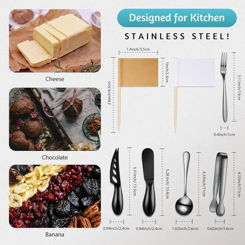 Vista 2 de Patelai Accesorios para tabla de charcutería, juego de cuchillos esparcidores de queso, utensilios de charcutería, cuchillo de mantequilla, mini