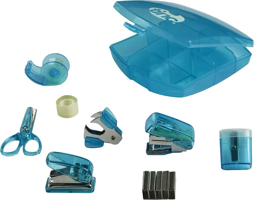 Vista 5 de Tinc Mini Stationery Set – Blue Tape Dispenser, Scissors, Stapler, Staple Remover, Hole Punch, Sharpener. Great for School