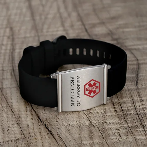 Vista 2 de LinnaLove Pulsera de alerta médica personalizada para hombres y mujeres, pulseras deportivas de acero inoxidable para identificación médica