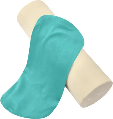 Vista 2 de FRODOTGV Almohada de cojín liso turquesa para leer rollo de cuello funda de almohada redonda insertos de almohada cilíndrica cervical soporte