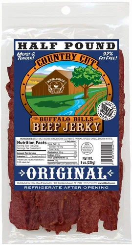 Vista 12 de Buffalo Bills 8oz Barbacoa Country Cut Beef Jerky Pack (carne seca húmeda y tierna)