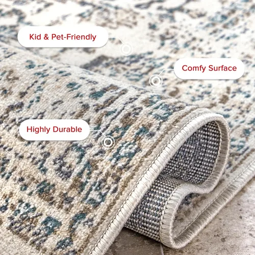 Vista 4 de nuLOOM Tanith - Alfombra decorativa vintage de medallones, 2 x 3, color crema