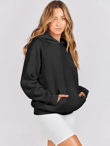 Vista 3 de ANRABESS - Sudaderas con capucha para mujer, sobre talla, de vellón de manga larga, modelo de 2024, para otoño