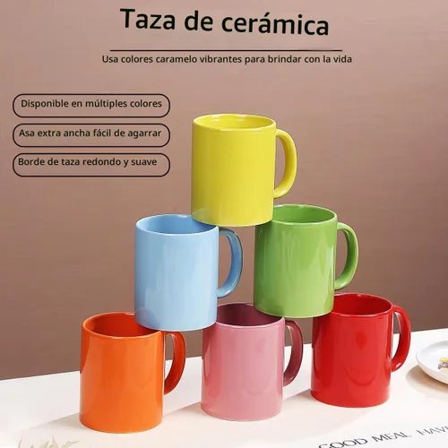 Vista 3 de Evanda Juego de 6 tazas de café de 12 onzas, tazas de cerámica con asa para café con leche, té caliente, capuchino, moca, cacao, leche, aptas