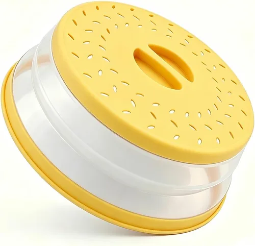Vista 31 de Cubierta plegable para salpicaduras de microondas, cubierta para platos de microondas con ventilación de vapor, silicona y plástico sin BPA