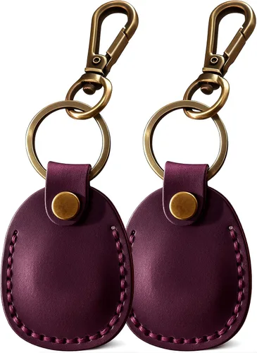 Vista 8 de Llavero de Airtag de cuero genuino, llavero portátil de Air tag con anillos para llaves, funda de cobertura oculta completa compatible con Airtag