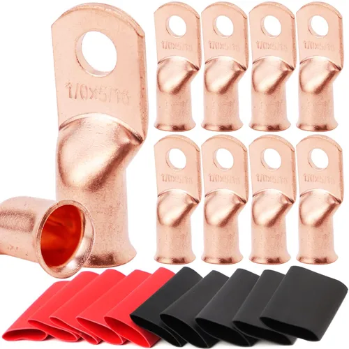 Vista 52 de TKDMR - Kit de 264 piezas de extremos de cable de batería, 132 piezas de terminales de anillo de lengüetas de cable de cobre resistentes AWG 8 6 4 2
