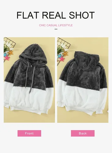 Vista 4 de Dokotoo - Sudadera con capucha para mujer, mullida, abrigada, informal, holgada, con bolsillos, ropa de exterior, tallas S-XXL