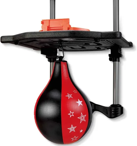 Vista 3 de Combo de baloncesto y boxeo para colocar sobre la puerta, juego 2 en 1 con aro ajustable y bolsa de velocidad, marcador y efectos de sonido