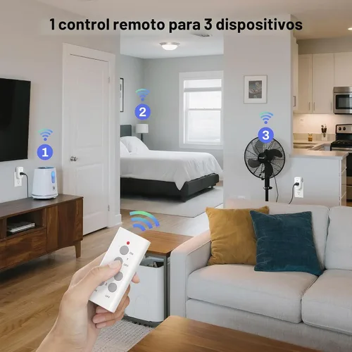 Vista 2 de BN-LINK Interruptor de salida eléctrica con control remoto inalámbrico para luces, ventiladores, luces navideñas, pequeños electrodomésticos, rango